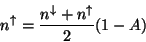 \begin{displaymath}n^{\uparrow }=\frac{n^{\downarrow }+n^{\uparrow }}{2}(1-A)\end{displaymath}